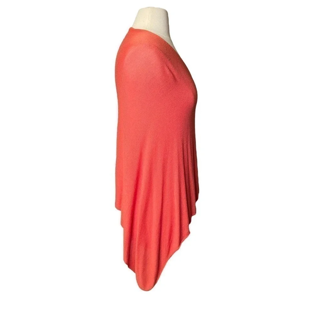 Lexi York Women’s Orange V-Neck Lightweight Poncho Wrap One Size